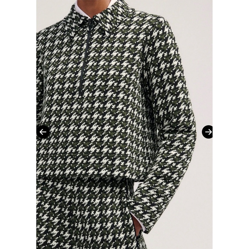 ME+EM Houndstooth Wide Box Top Women Sz 4 EUC Designer Crop Zip Pullover - Picture 13 of 16